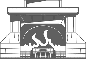 Fireplace black and white clipart