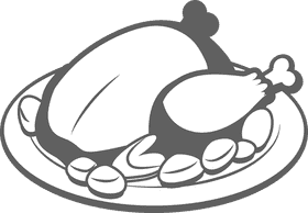 Plate of fried chicken black and white clipart