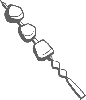 Fried chicken kebab black and white clipart