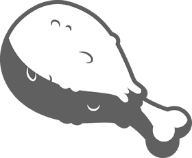 Fried chicken leg black and white clipart