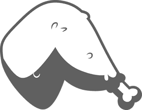 Fried chicken leg black and white clipart