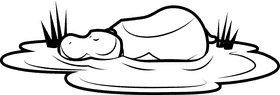 Hippo black and white clipart