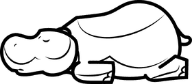 Sleeping hippo black and white clipart