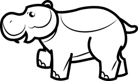 Cute hippo black and white clipart