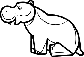 Hippopotamus black and white clipart