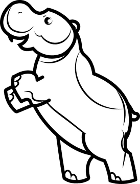 Cute hippopotamus black and white clipart
