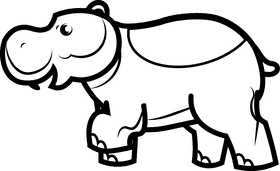 Hippo black and white clipart