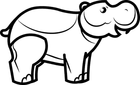 Hippo black and white clipart