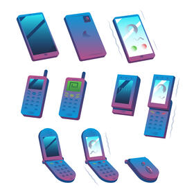 Mobile phones, smartphone set vector