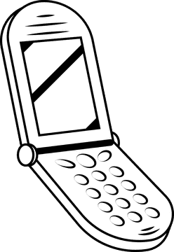 Mobile phone black and white clipart