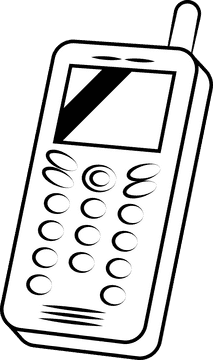 Mobile phone black and white clipart