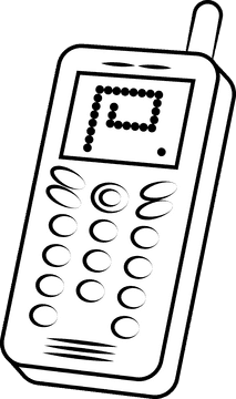 Mobile phone device black and white clipart