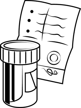 Pharmacy receipt and medicine black and white clipart