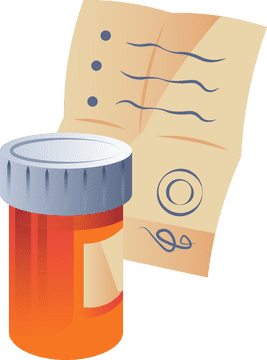 Pharmacy receipt and medicine clipart