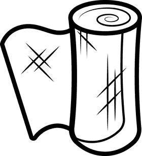 Napkin roll black and white clipart