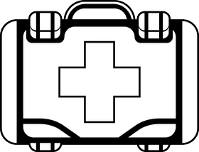 Pharmacy first aid kit black and white clipart