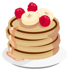 Pancake, banana, raspberry clipart