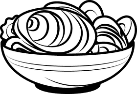 Spaghetti meal black and white clipart