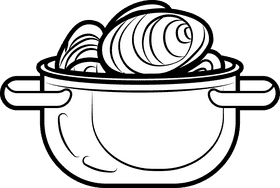 Cooked pasta spaghetti black and white clipart