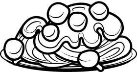 Italian spaghetti black and white clipart