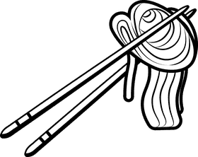 Italian spaghetti dish black and white clipart