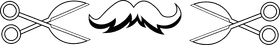 Barber shop Scissors and Mustaches black and white clipart