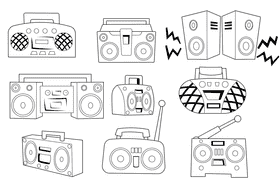 Boombox black and white vector