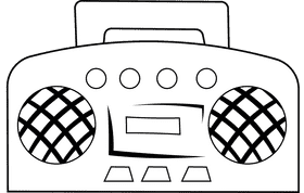 Boombox black and white clipart