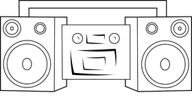 Boombox black and white clipart