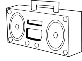 Boombox black and white clipart