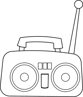 Boombox black and white clipart