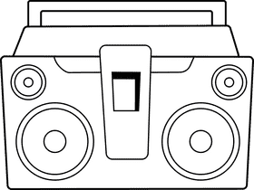 Boombox black and white clipart
