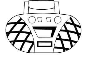 Boombox black and white clipart
