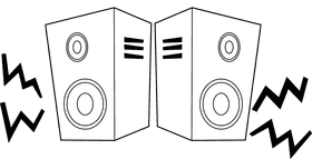 Boombox black and white clipart