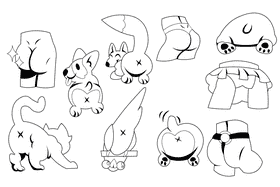 Butt set black and white vector