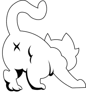 Butt Cat black and white clipart