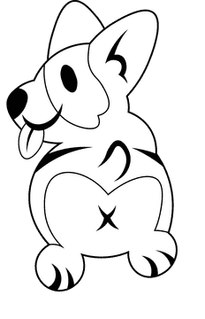 Dog butt black and white clipart