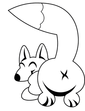 Fox butt black and white clipart