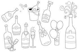 Champagne Bottle black and white vector