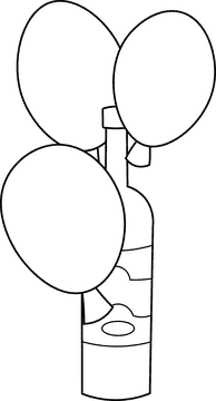 Champagne Bottle Balloons black and white clipart
