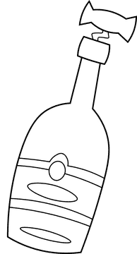 Champagne Bottle Corkscrew black and white clipart