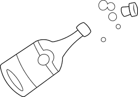 Champagne Bottle Open black and white clipart