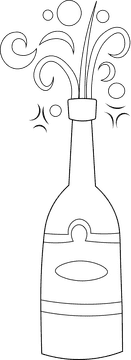 Champagne Bottle Splash black and white clipart