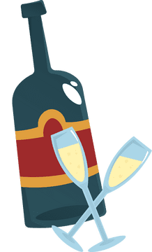 Champagne Bottle Wineglasses clipart