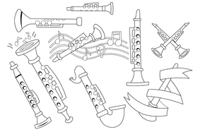 Clarinet black and white vector
