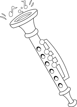 Clarinet black and white clipart