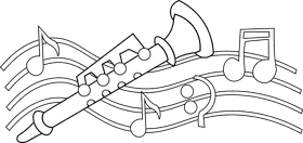 Clarinet Notes black and white clipart
