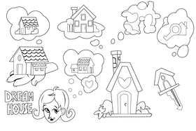 Dream house black and white vector