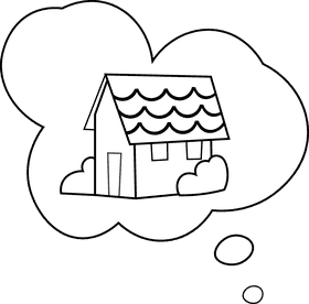 Dream house Cloud black and white clipart