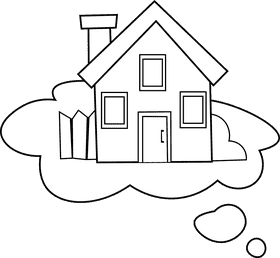 Dream house Cloud black and white clipart